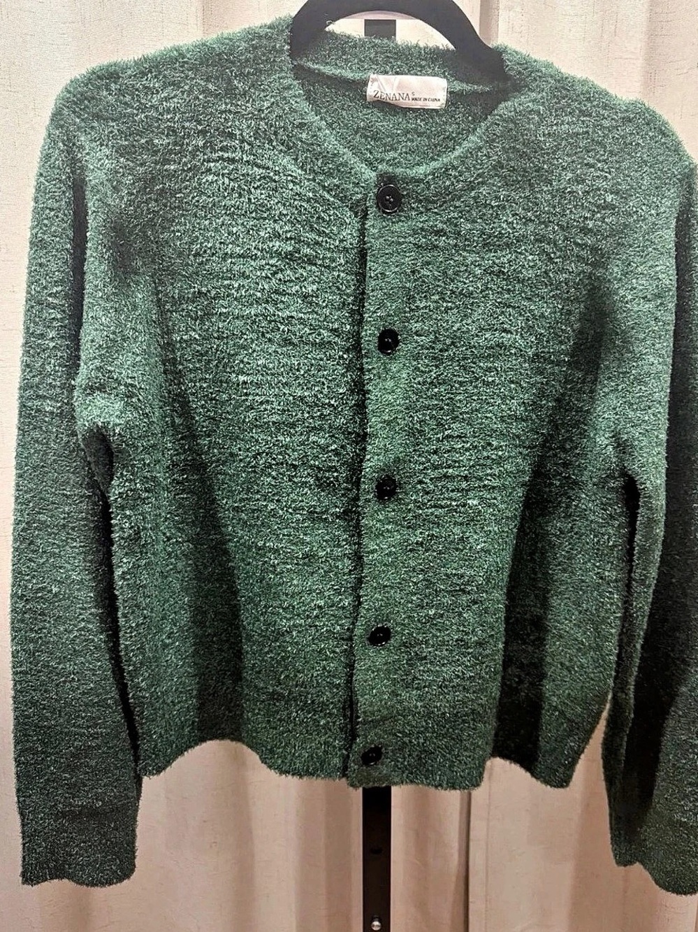 Zenana Green Button-Front Cardigan